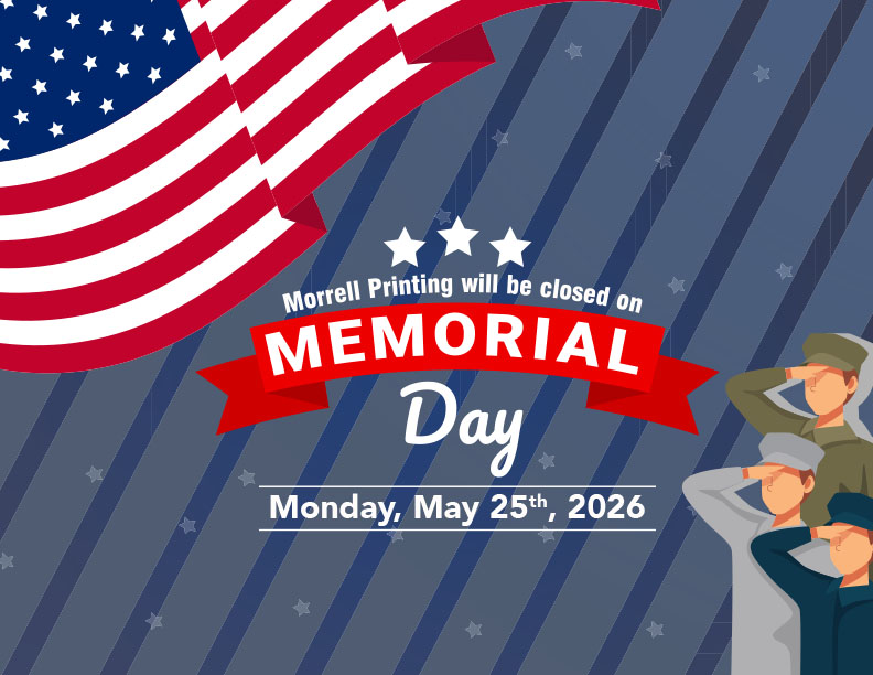 image with American flag and soldiers soluting announcing memorial day closure